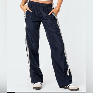 Edikted Navy Blue Remy Bow Ribbon Track Pants